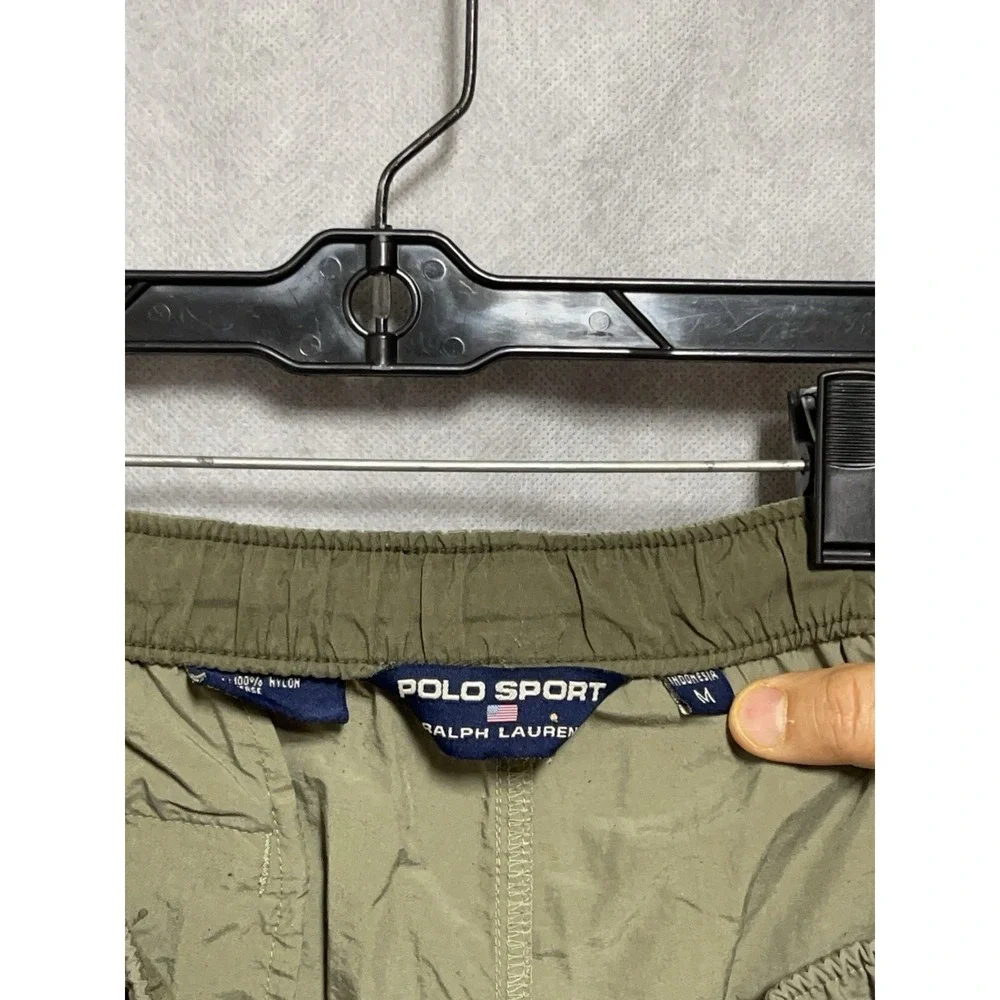 VTG Polo Sport Ralph Lauren Shorts Men M Green Nylon Utility Hybrid Lightweight
